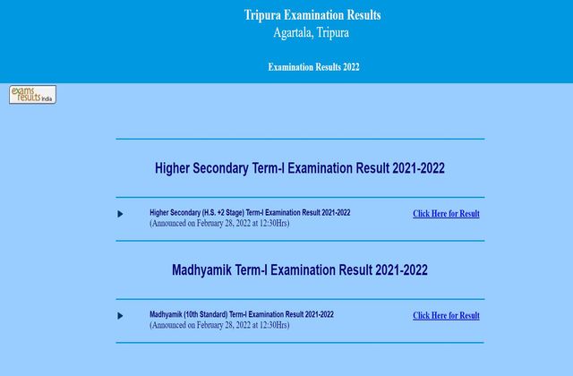 TBSE Class 10th, 12th result 2022