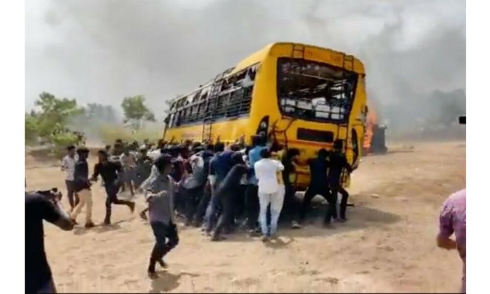 Tamil Nadu: Protesters set ablaze school buses and police vehicles, vandalize premises over Class 12 student death | WATCH