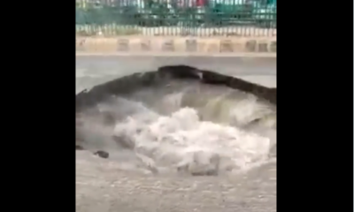 Gujarat rains: Ahmedabad road caves in just one month after heavy rain | WATCH