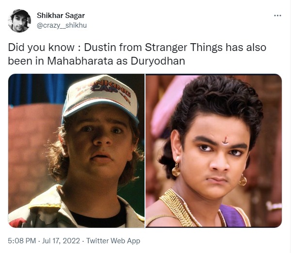 Stranger Things' Dustin's uncanny resemblance to Mahabharata's Duryodhan Jr will have you rub your eyes