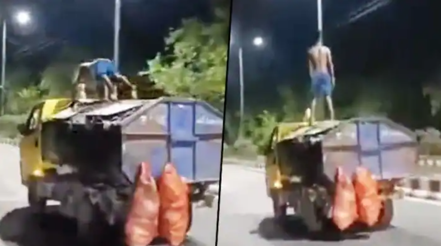 Man's Shaktiman stunt atop moving truck