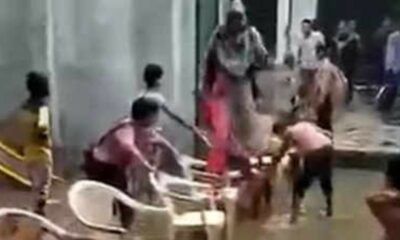 Uttar Pradesh: Students help teacher reach school by making chairs bridge
