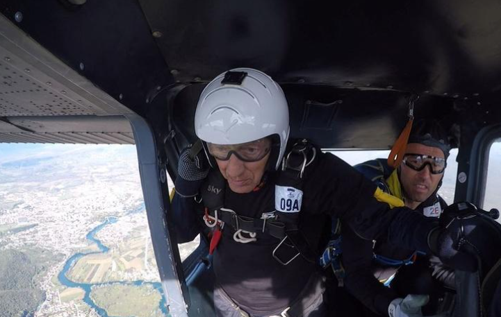 man takes part in skydiving competition