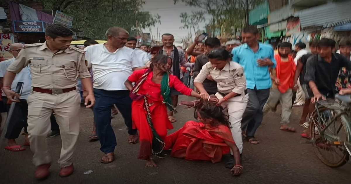 police dragging women