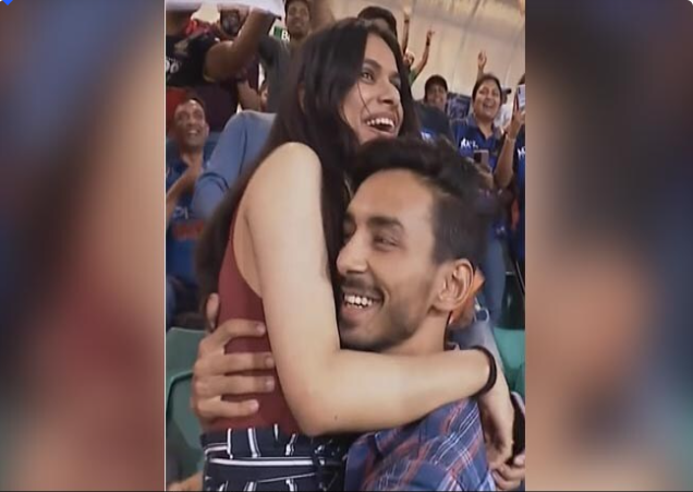 t20 world cup  man proposes girlfriend  during india vs netherland match   watch