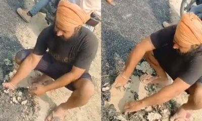UP: Road constructed with Rs 3.90 crore wears off upon touching it in Pilibhit | WATCH