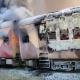 Train catches fire