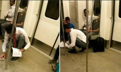 Student cleans Delhi Metro's floor