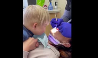 Toddler reaction on his mother's dental