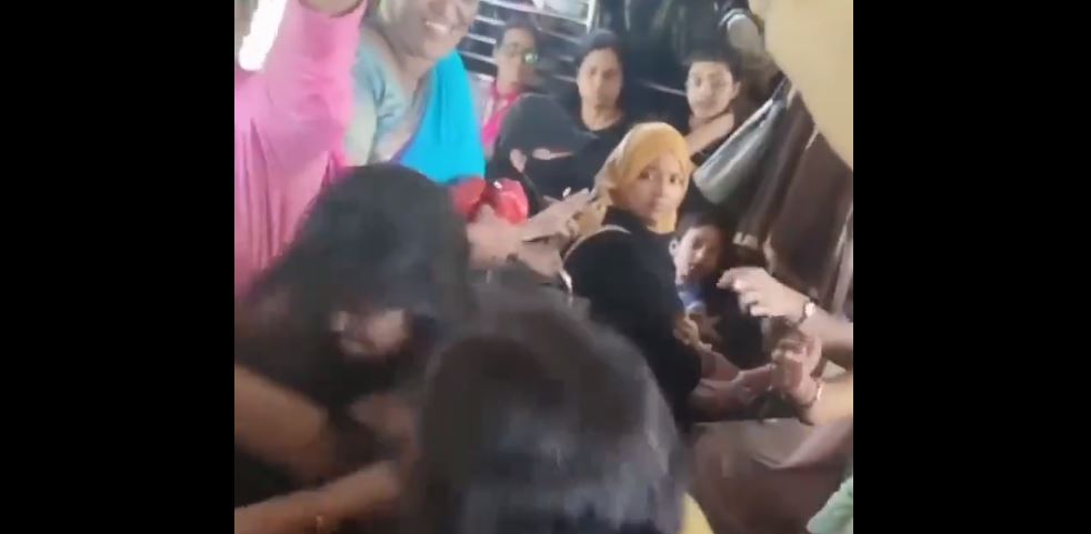 Women passengers fight in Mumbai's local train