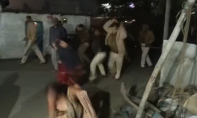 police beating up women with sticks in Bihar