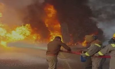 Medicines-laden truck burns down on Agra-Lucknow Expressway, driver jumps to save life | WATCH