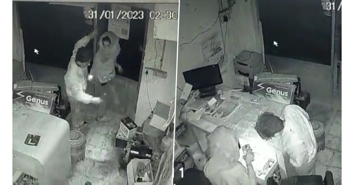 men broke into a shop and stole a battery
