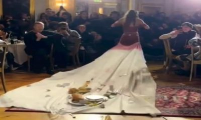Copenhagen Fashion Week: Model drags tablecloth connected to dress along with food, video viral | Watch