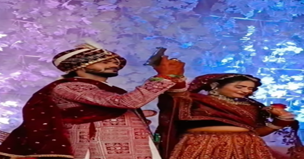 Bride-groom fire rounds in marriage ceremony
