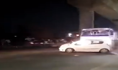 Drunk truck driver drags car