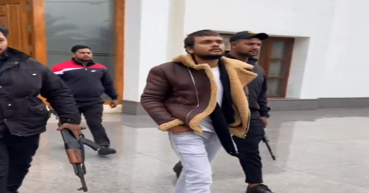 Ram Bhakt Gopal getting escorted with armed security