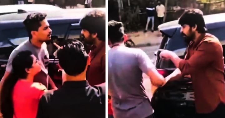 Naga Shaurya stopping man from beating Girlfriend