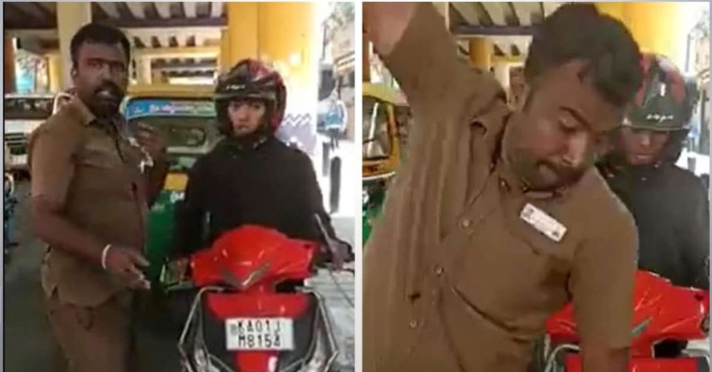 Autorickshaw driver abuses Rapido bike taxi rider