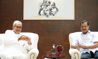 Nitish Kumar meets Arvind Kejriwal in Delhi to extend support in his fight against Centre moved ordinance overturning Supreme Court judgement