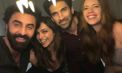 Ranbir Kapoor, Deepika, Aditya Roy Kapur, Kalki smiling