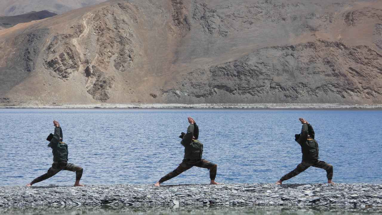 Indian Army does yoga in Ladakh’s Pangong Tso lake as India celebrates 9th International Yoga Day