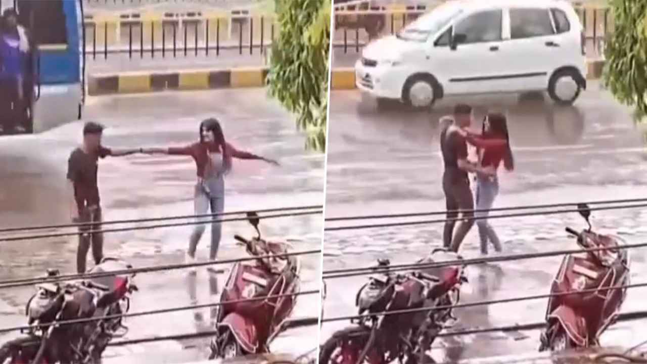 Watch: Couple dances in the rain in Indore, unaffected by traffic; netizens applaud dance video