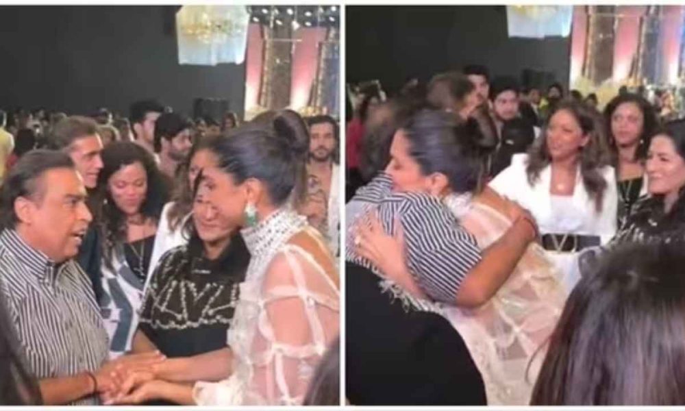 Mumbai: Mukesh Ambani and Deepika Padukone share a hug at designer Manish Malhotra’s fashion show
