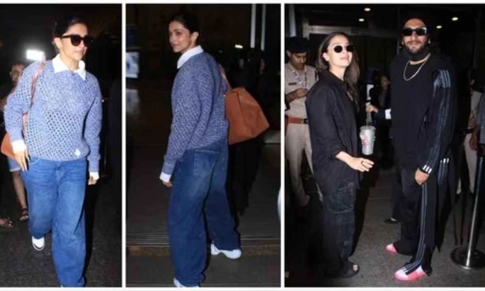 Deepika Padukone, Alia Bhatt and Ranveer Singh spotted on Mumbai airport