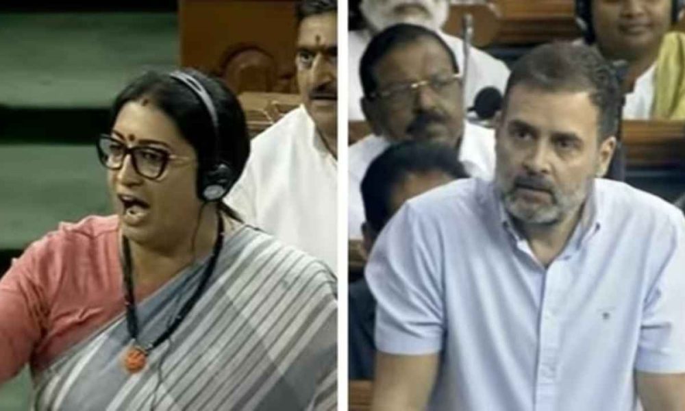 Smriti Irani calls Rahul Gandhi a misogynist for his 'flying kiss' in Parliament