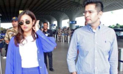 Parineeti Chopra, Raghav Chadha spotted in blue outfits at the airport in Mumbai
