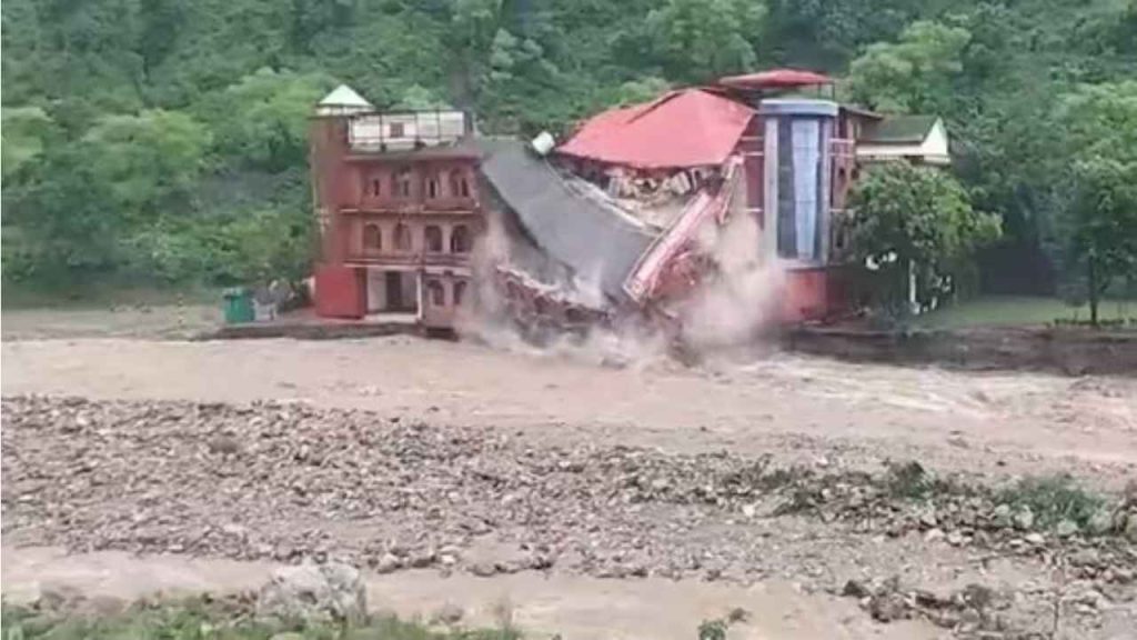 Watch: Dehradun Defence College building collapses amid heavy rainfall
