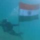 Tamil Nadu: Indian Coast Guard Personnel celebrate Independence Day 2023 by hoisting the National Flag underwater