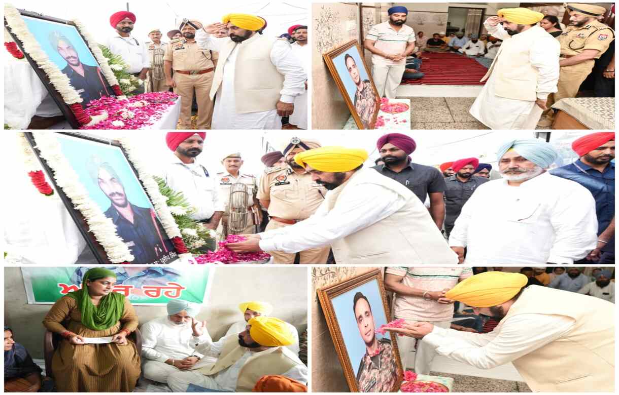 Punjab: CM Bhagwant Mann hands over Rs 1 crore cheques to Anantnag encounter martyrs families
