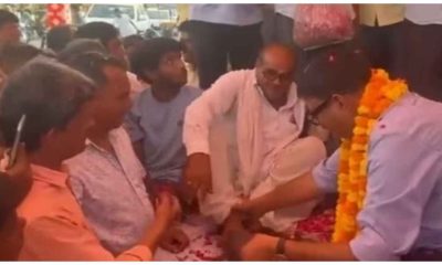Watch: Rajasthan independent MLA Om Prakash Hudla polishes people’s shoes