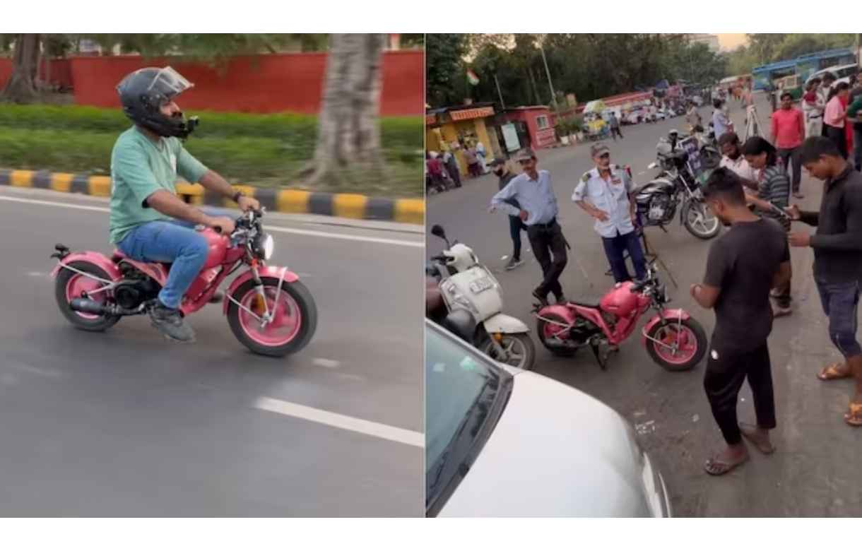 Watch: Man rides a mini bike in Delhi streets, video goes viral