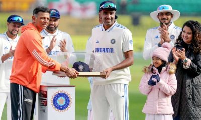 Ashwin gets a special memento, guard of honour on his 100th Test match